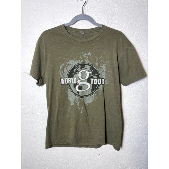 Men's Green Garth Brooks World Tour  Records T Shirt - Picture 1 of 3